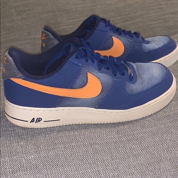 nike air force 1 blue and orange swoosh